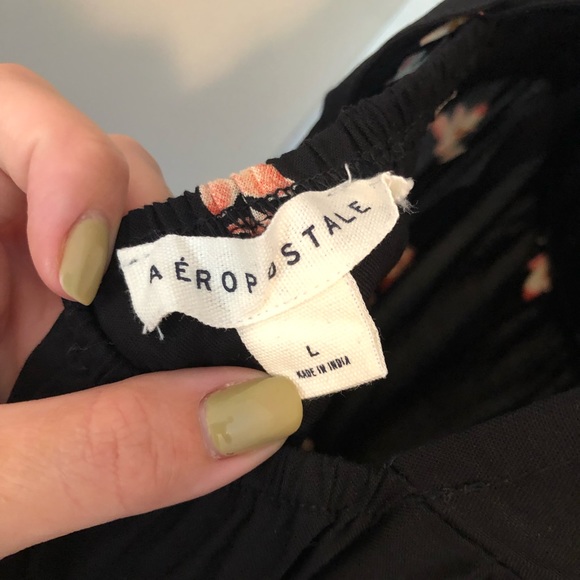 Black floral babydoll tie dress from Aeropostale (size L) - Picture 3 of 4